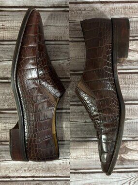 Ralph Lauren Alligator Crocodile Loafer shoes sz 11 B color brown Vintage